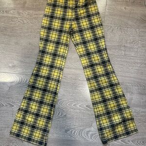 H&M Plaid Flared Pants - Yellow and Black XS